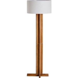 Bílá/hnědá stojací lampa s textilním stínidlem (výška 150, 5 cm) Niani – Kave Home obraz