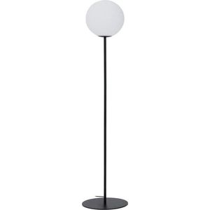 Bílá/černá stojací lampa se skleněným stínidlem (výška 165 cm) Brisia – Kave Home obraz