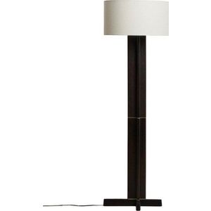 Bílá/tmavě hnědá stojací lampa s textilním stínidlem (výška 150, 5 cm) Niani – Kave Home obraz