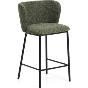 Tmavě zelená čalouněná barová židle (výška sedáku 65 cm) Ciselia – Kave Home obraz