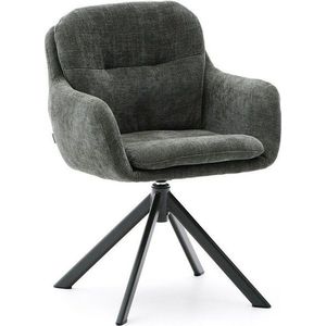 Tmavě zelené čalouněné jídelní křeslo s područkami Lexa – Kave Home obraz