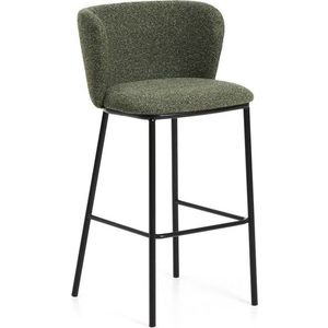 Tmavě zelená čalouněná barová židle (výška sedáku 75 cm) Ciselia – Kave Home obraz