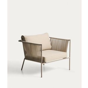 Krémové/taupe kovové/polstrované zahradní křeslo Zivia – Kave Home obraz