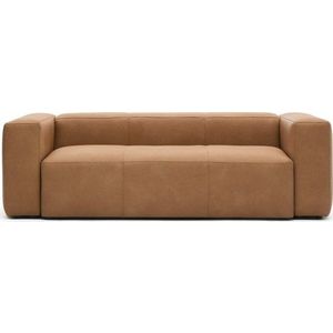 Hnědá kožená pohovka 240 cm Blok – Kave Home obraz