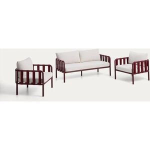Červený/béžový hliníkový zahradní lounge set pro 4 osoby Omala – Kave Home obraz