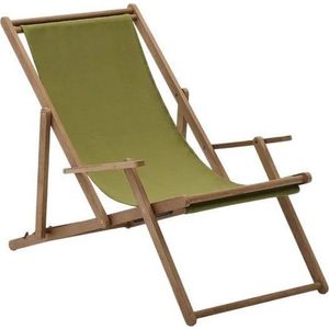 Zelené/v přírodní barvě dřevěné polohovací/skládací zahradní lehátko Vilara – Kave Home obraz
