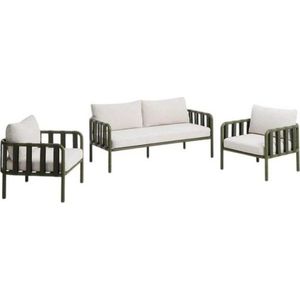 Zelený/béžový hliníkový zahradní lounge set pro 4 osoby Omala – Kave Home obraz