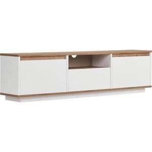 Bílý/v přírodní barvě TV stolek v dekoru borovice 160x42x30 cm Sentinel – Kalune Design obraz