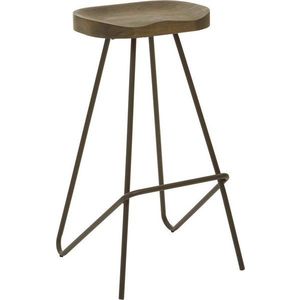 Hnědá/v přírodní barvě barová stolička z jilmového dřeva (výška sedáku 78 cm) District – Premier Housewares obraz
