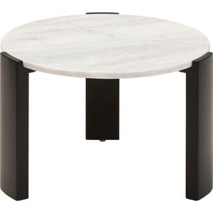 Bílý/černý kulatý konferenční stolek s mramorovou deskou ø 60 cm Palermo – Premier Housewares obraz