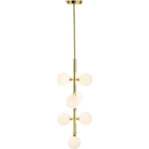 Bílé/ve zlaté barvě kovové závěsné svítidlo se skleněným stínidlem ø 27 cm Trieste – Premier Housewares obraz