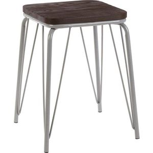 Šedá/v tmavě přírodní barvě stolička z jilmového dřeva District – Premier Housewares obraz