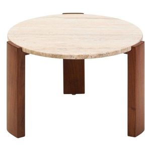 Hnědý/ve světle přírodní barvě kulatý konferenční stolek s mramorovou deskou ø 60 cm Palermo – Premier Housewares obraz