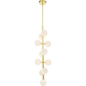 Bílé/ve zlaté barvě kovové závěsné svítidlo se skleněným stínidlem ø 27 cm Trieste – Premier Housewares obraz