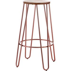 Barová stolička z jilmového dřeva v přírodní barvě/v růžovo zlaté barvě (výška sedáku 75 cm) District – Premier Housewares obraz