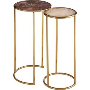 Kulaté odkládací stolky v sadě 2 ks s deskou z kamene ø 31 cm Vita – Premier Housewares obraz