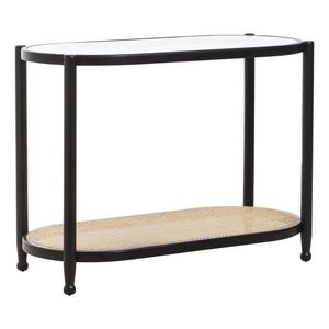 Černý/v přírodní barvě konzolový stolek se skleněnou deskou 49x100 cm Cebu – Premier Housewares obraz