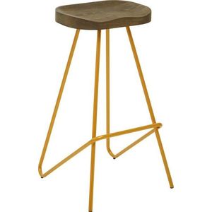 Barová stolička z jilmového dřeva ve zlaté barvě/v přírodní barvě (výška sedáku 78 cm) District – Premier Housewares obraz