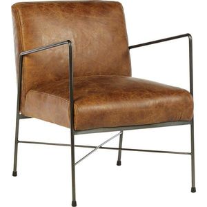 Hnědé kožené křeslo Hoxton – Premier Housewares obraz