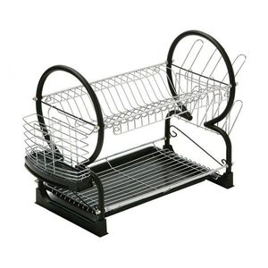 Černý dvoupatrový odkapávač z nerezové oceli 56x25 cm Laurie – Premier Housewares obraz