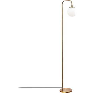 Bílá/v mosazné barvě stojací lampa se skleněným stínidlem (výška 146 cm) Viran – Opviq lights obraz