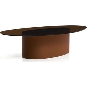 Hnědý konferenční stolek se skleněnou deskou 81x140 cm Olir – Kave Home obraz