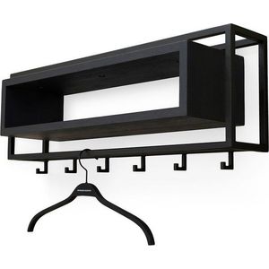 Černý nástěnný věšák z dubového dřeva s poličkou 78 cm School – Spinder Design obraz