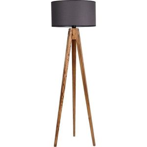 Černá/v přírodní barvě stojací lampa s textilním stínidlem (výška 153 cm) Tripod – Opviq lights obraz