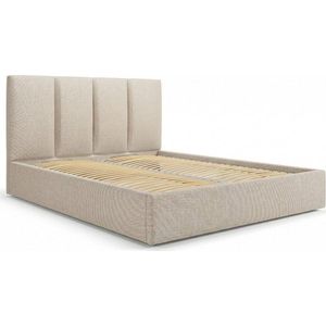 Béžová čalouněná dvoulůžková postel s úložným prostorem s roštem 180x200 cm Juniper – Mazzini Beds obraz
