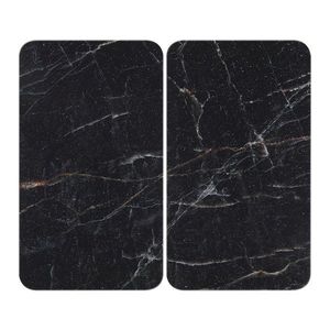 Kryty na sporák v sadě 2 ks z tvrzeného skla 52x30 cm Black Marble – Wenko obraz