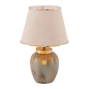 Krémová/ve zlaté barvě stolní lampa s textilním stínidlem (výška 47 cm) Yakamoz – Opviq lights obraz