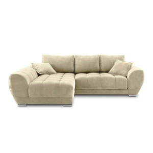 Béžová rozkládací rohová pohovka se sametovým potahem Windsor & Co Sofas Nuage, levý roh obraz