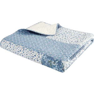 Modrý bavlněný prošívaný přehoz 220x230 cm Floral Patchwork – Bianca obraz