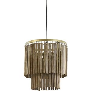 Hnědé závěsné svítidlo s dřevěným stínidlem Gularo – Light & Living obraz