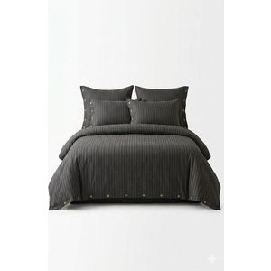 Tmavě šedé povlečení na dvoulůžko/prodloužené z bavlny Renforcé 240x220 cm Como Striped – Mila Home Luxury obraz