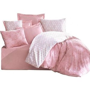 Bílé/růžové povlečení na jednolůžko z bavlny Renforcé 140x200 cm Soft Geometry – Mila Home Luxury obraz
