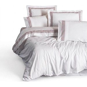 Bílé povlečení na jednolůžko z bavlny Renforcé 140x200 cm Red Heritage Lines – Mila Home Luxury obraz