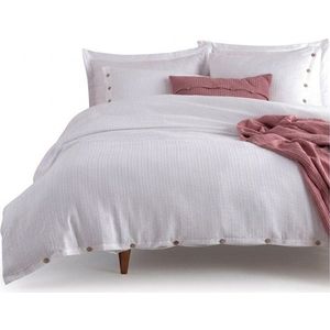 Bílé povlečení na jednolůžko z bavlny Renforcé 140x200 cm Como Striped – Mila Home Luxury obraz