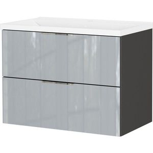 Šedá lesklá závěsná skříňka pod umyvadlo 81x61 cm Celano – Germania obraz