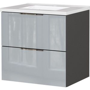 Šedá lesklá závěsná skříňka pod umyvadlo 61x61 cm Celano – Germania obraz