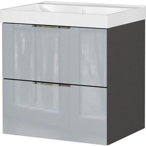 Šedá lesklá závěsná skříňka pod umyvadlo 61x65 cm Celano – Germania obraz