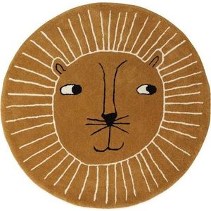 Hnědý dětský koberec s příměsí vlny ø95 cm Lion – OYOY Mini obraz