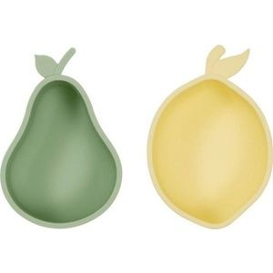 Žluté/zelené silikonové dětské misky v sadě 2 ks Lemon & Pear – OYOY Mini obraz