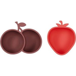 Červené/hnědé silikonové dětské misky v sadě 2 ks Yummy – OYOY Mini obraz