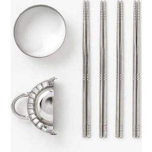 Béžové nerezové hůlky v sadě pro 4 osoby The Essentials - Dumpling Tools – Printworks obraz