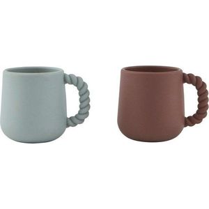 Modré/hnědé silikonové dětské hrnky v sadě 2 ks Mellow – OYOY Mini obraz