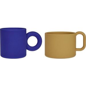 Okrově žluté/modré silikonové dětské hrnky v sadě 2 ks Nomu – OYOY Mini obraz