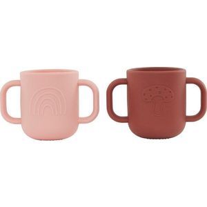 Růžové/hnědé silikonové dětské hrnky v sadě 2 ks Kappu – OYOY Mini obraz