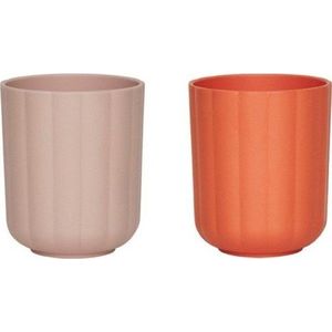 Oranžové/světle růžové plastové dětské hrnky v sadě 2 ks Pullo – OYOY Mini obraz