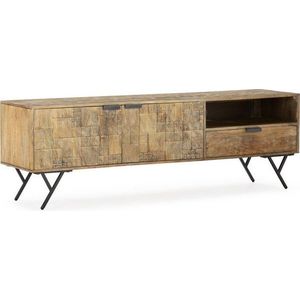 TV stolek z mangového dřeva v přírodní barvě 175x55x40 cm Priya – MOME obraz